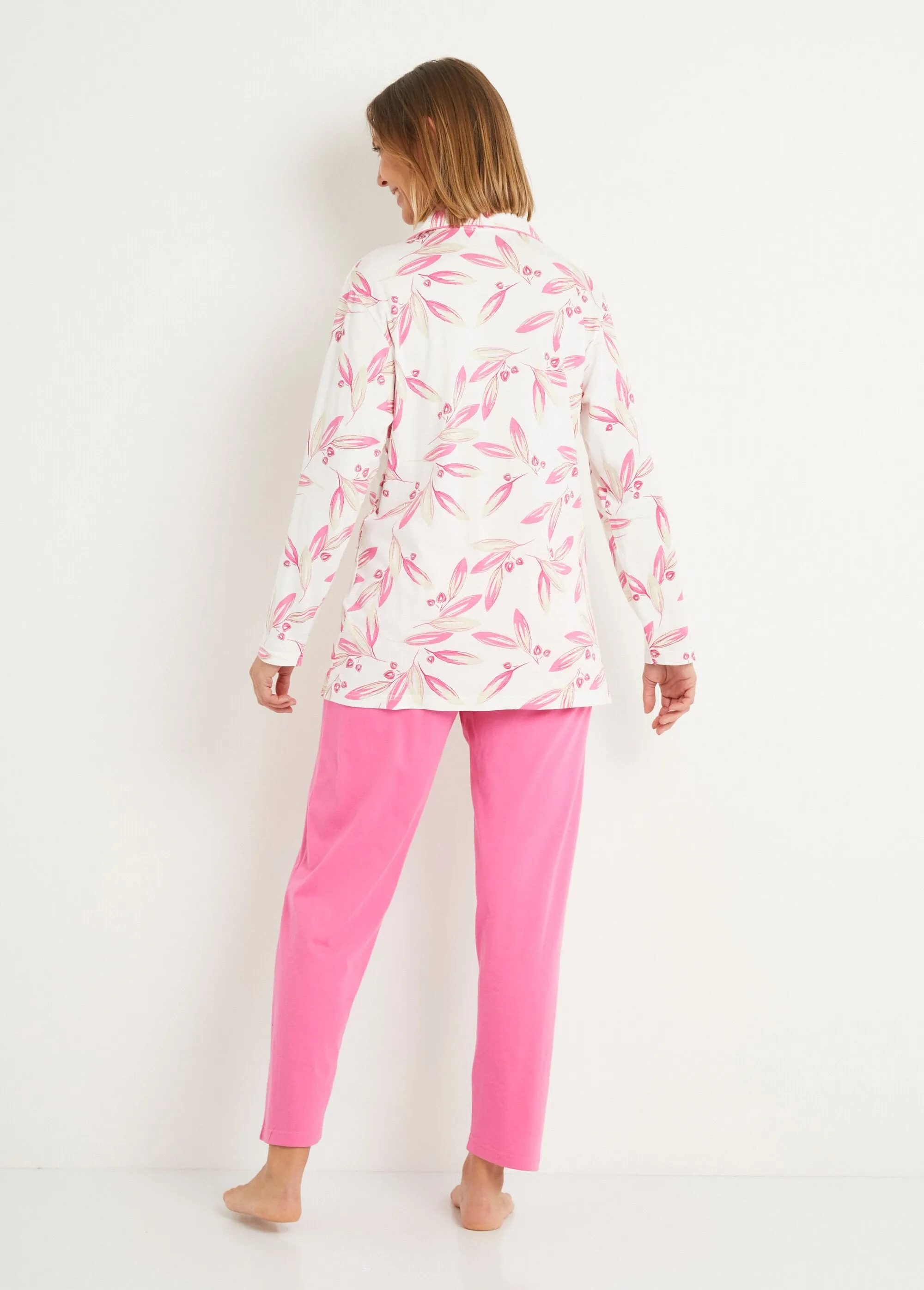 Printed pyjamas cotton button-down jacket