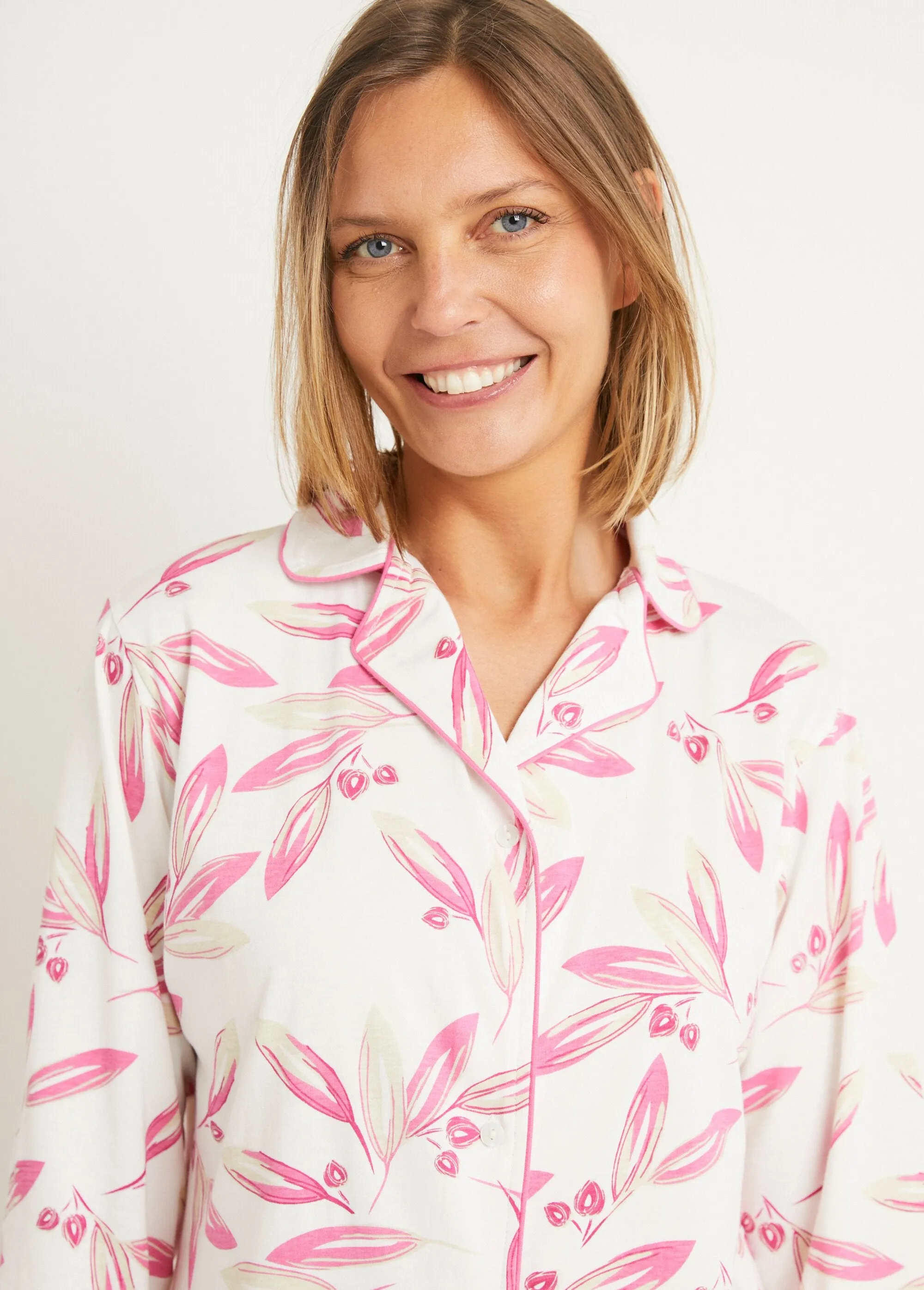 Printed pyjamas cotton button-down jacket