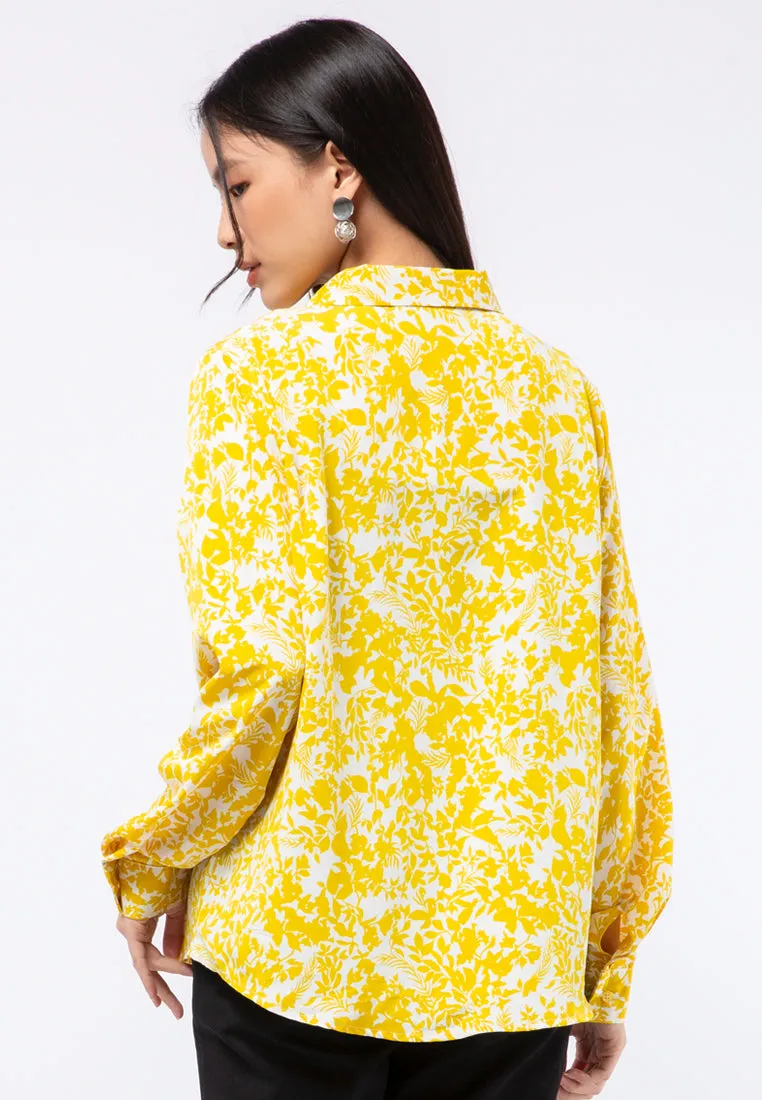 Printed V-neck Blouse