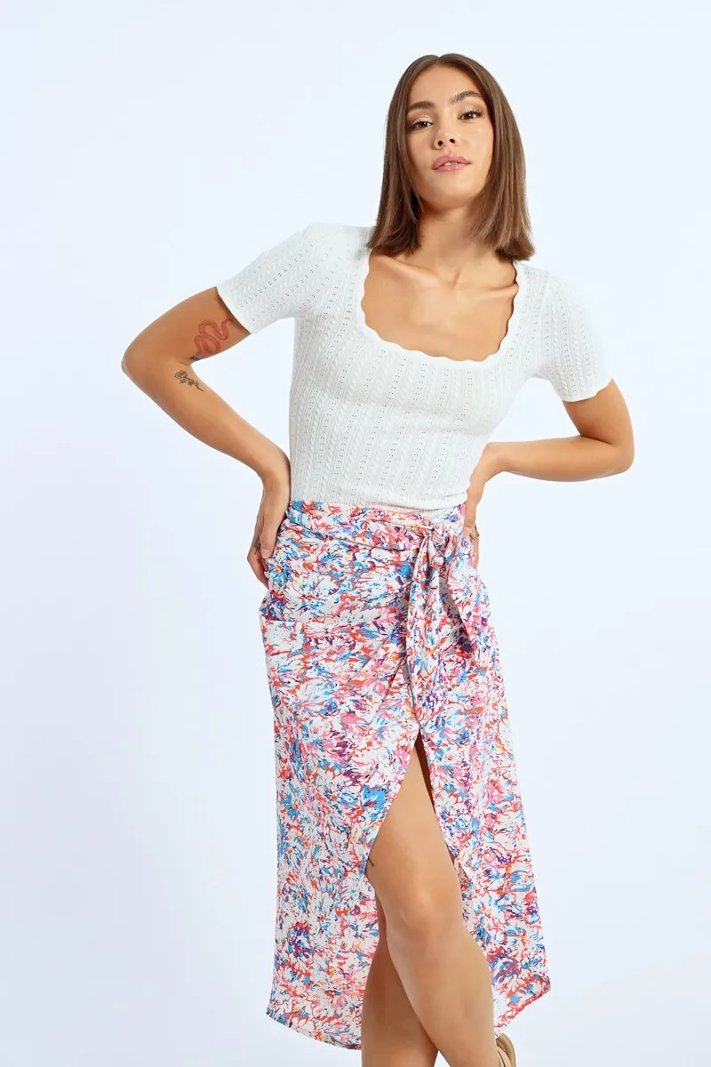 PRINTED WRAP SKIRT