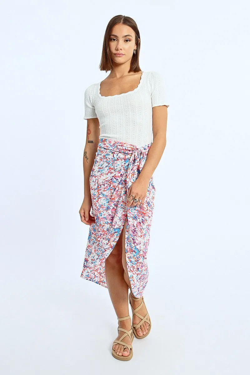 PRINTED WRAP SKIRT