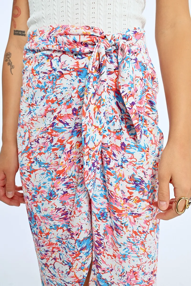 PRINTED WRAP SKIRT