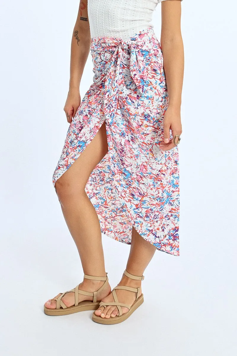 PRINTED WRAP SKIRT
