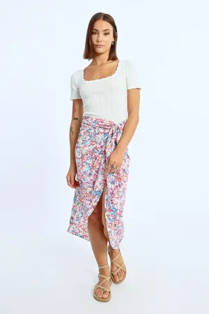 PRINTED WRAP SKIRT