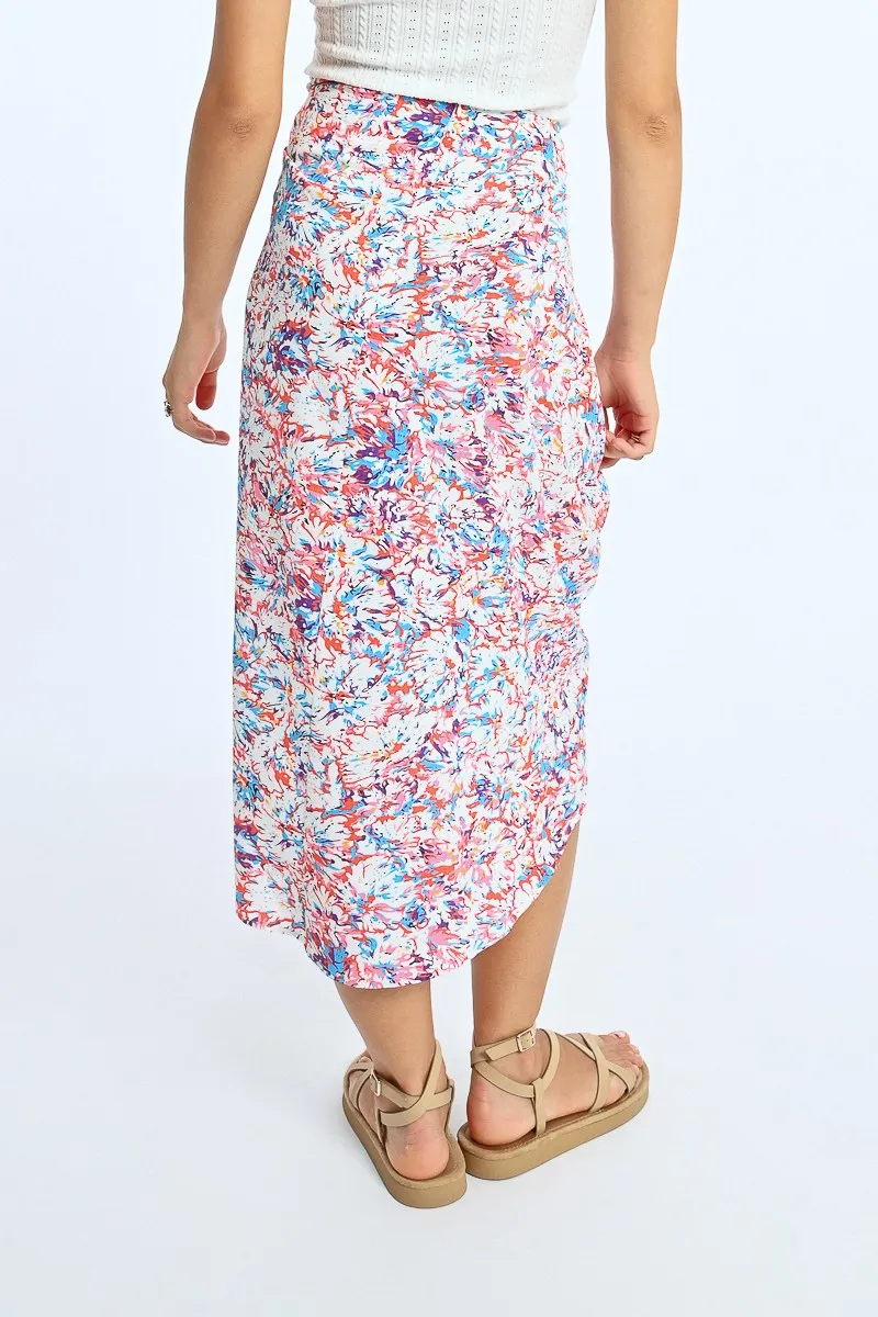 PRINTED WRAP SKIRT
