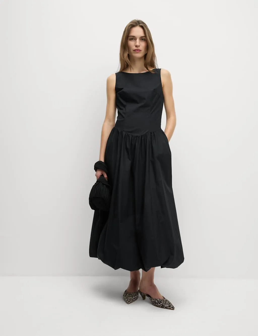 Pure Cotton Bubble Hem Midaxi Dress