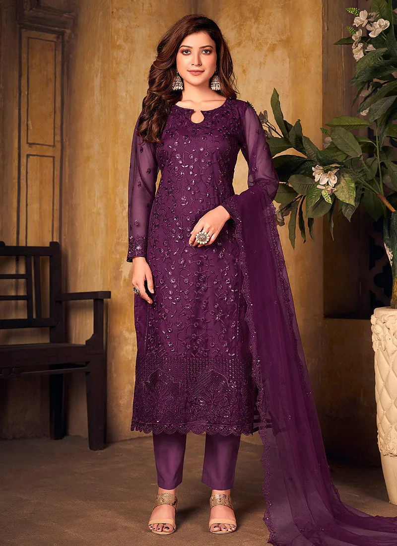 Purple Sequence Traditional Pakistani Salwar Kameez