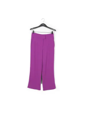 Purple viscose-satin straight-leg pants