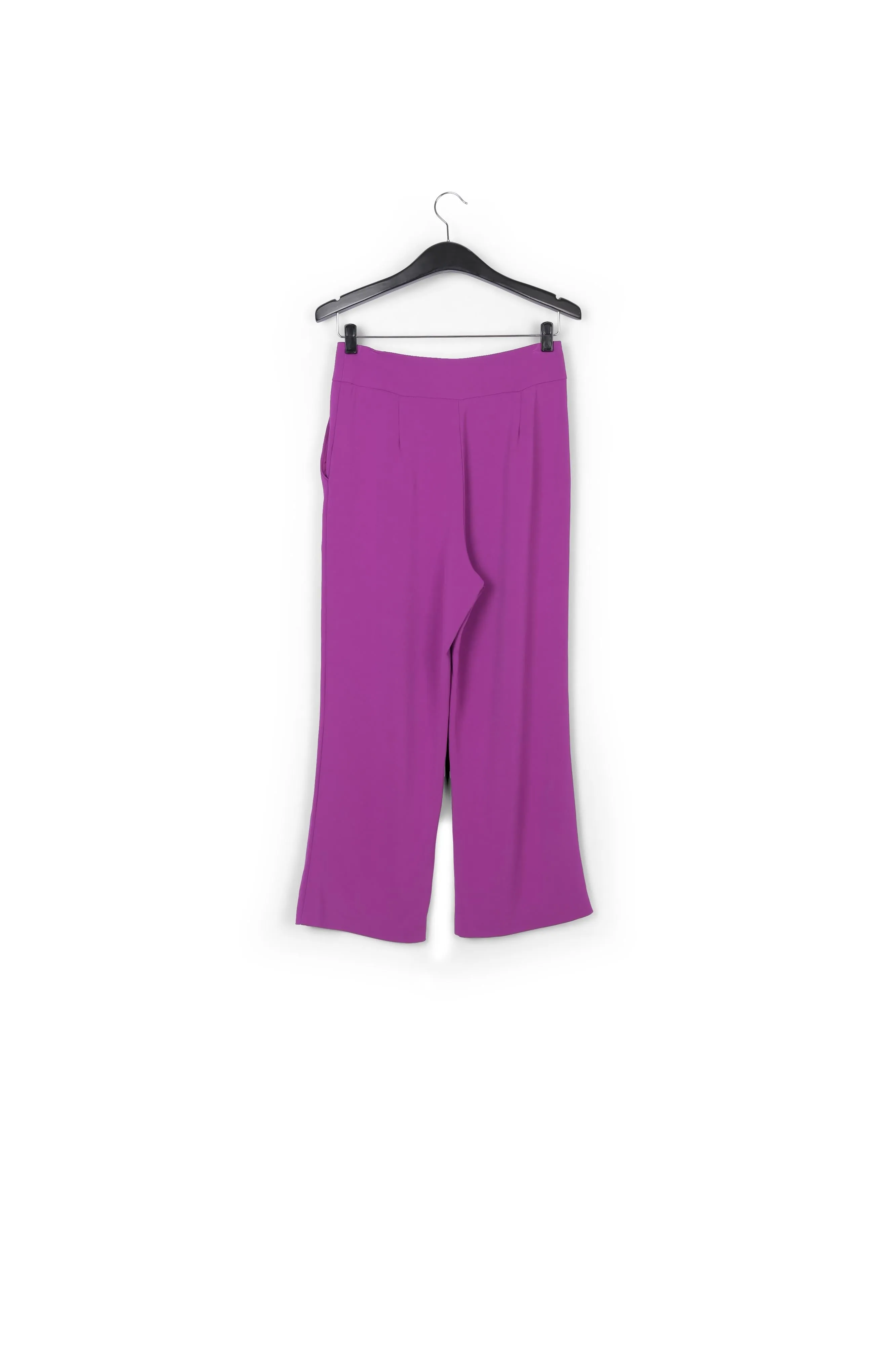 Purple viscose-satin straight-leg pants
