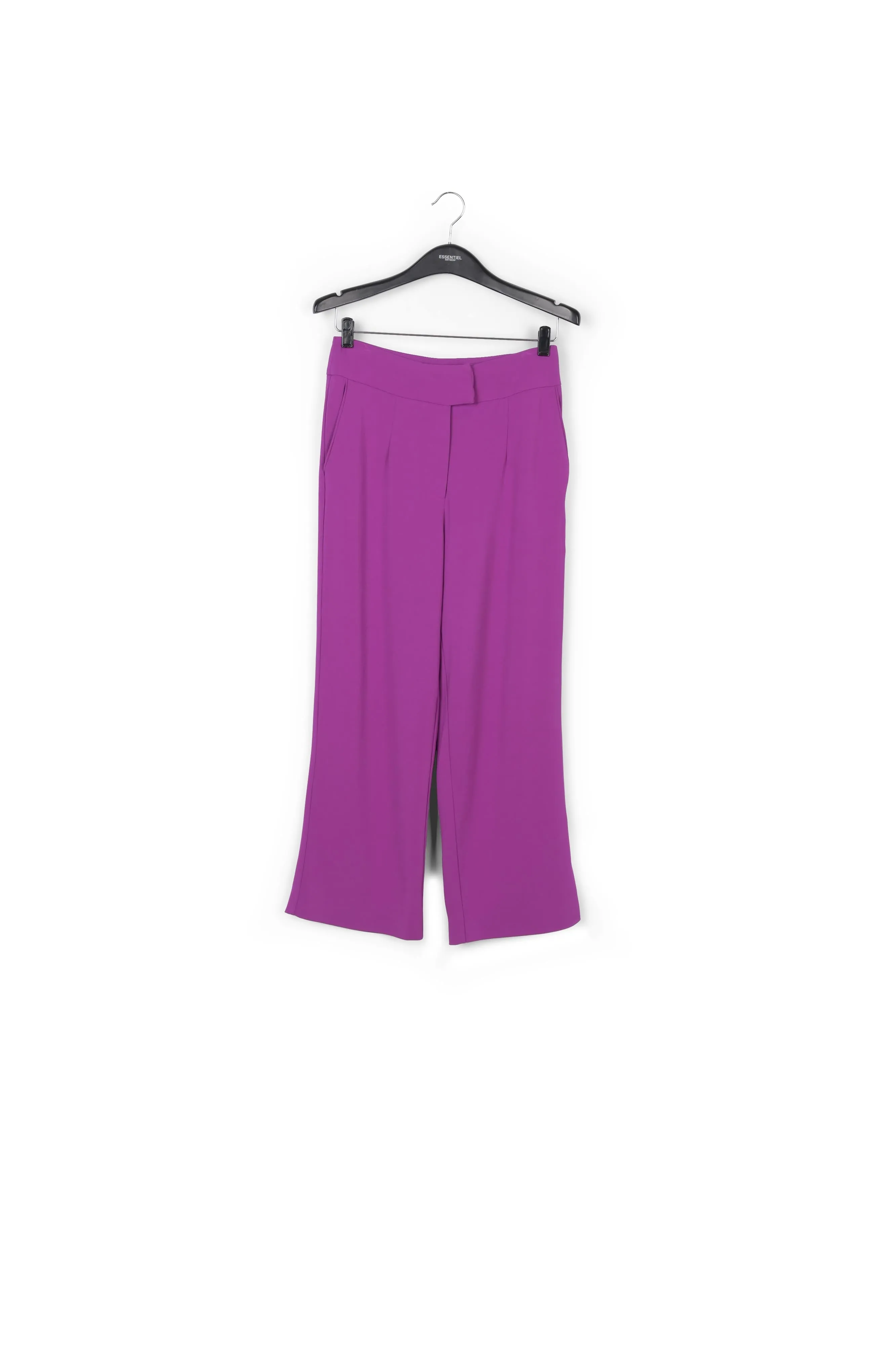 Purple viscose-satin straight-leg pants