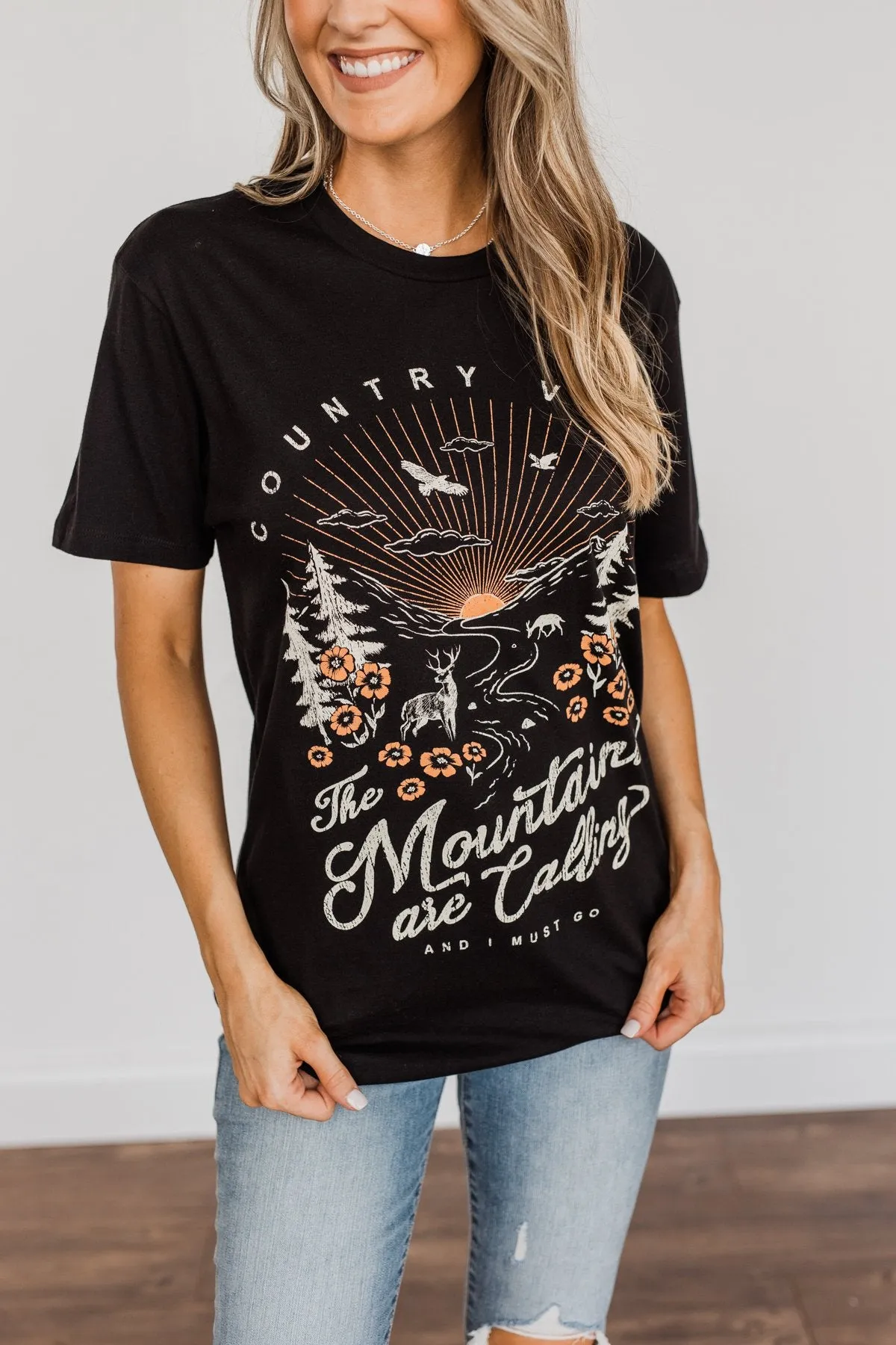 "Country Vibes" Graphic Tee- Black