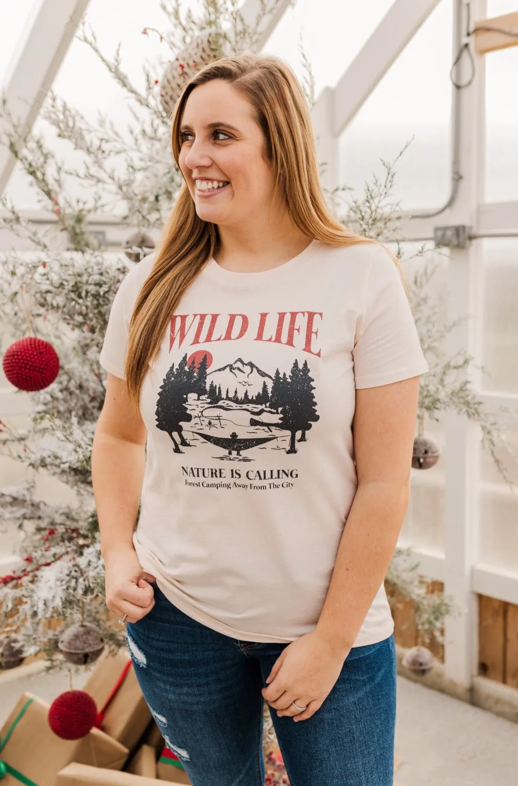 "Wild Life. Nature Is Calling" Graphic Tee- Cream