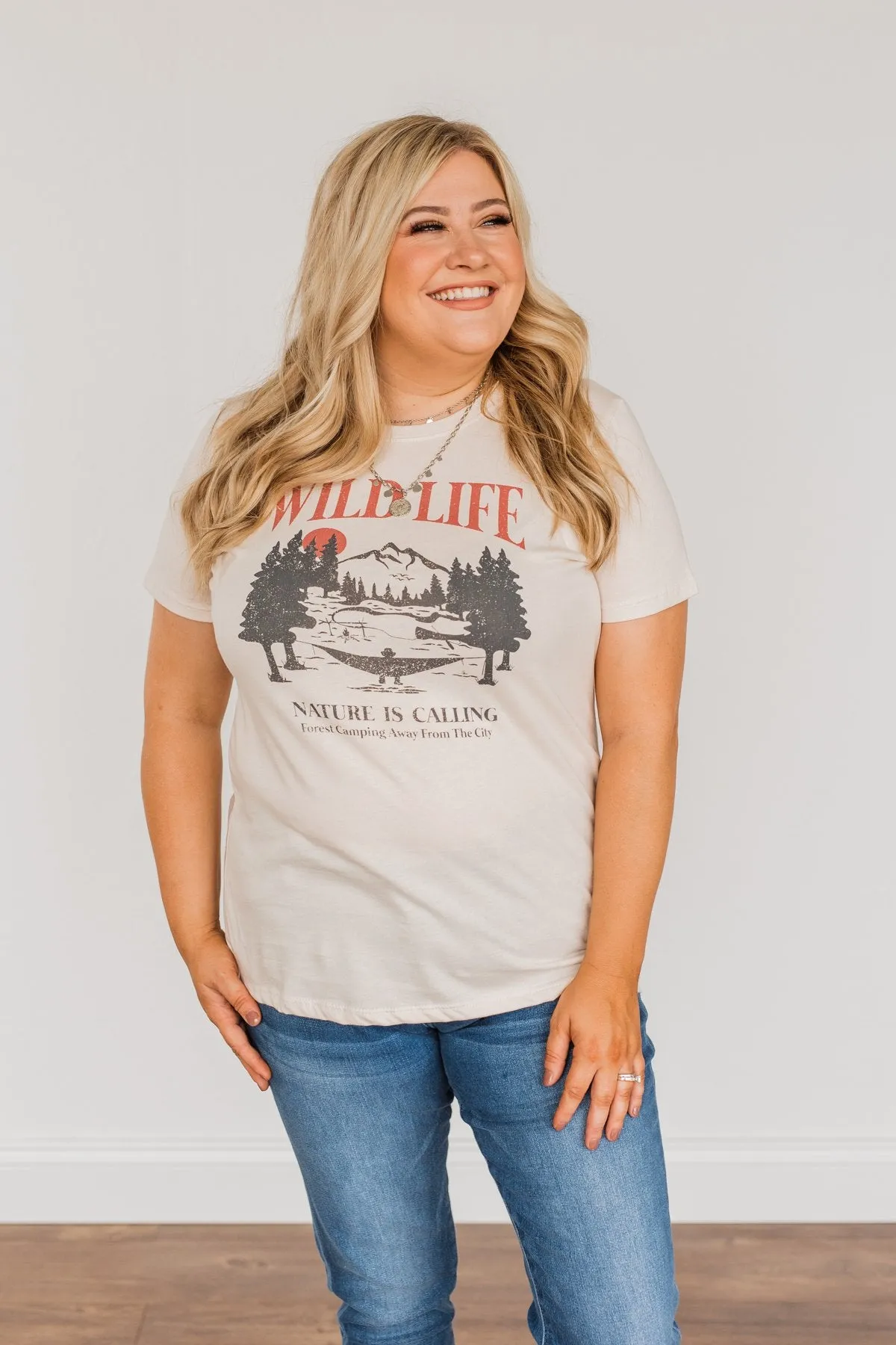"Wild Life. Nature Is Calling" Graphic Tee- Cream