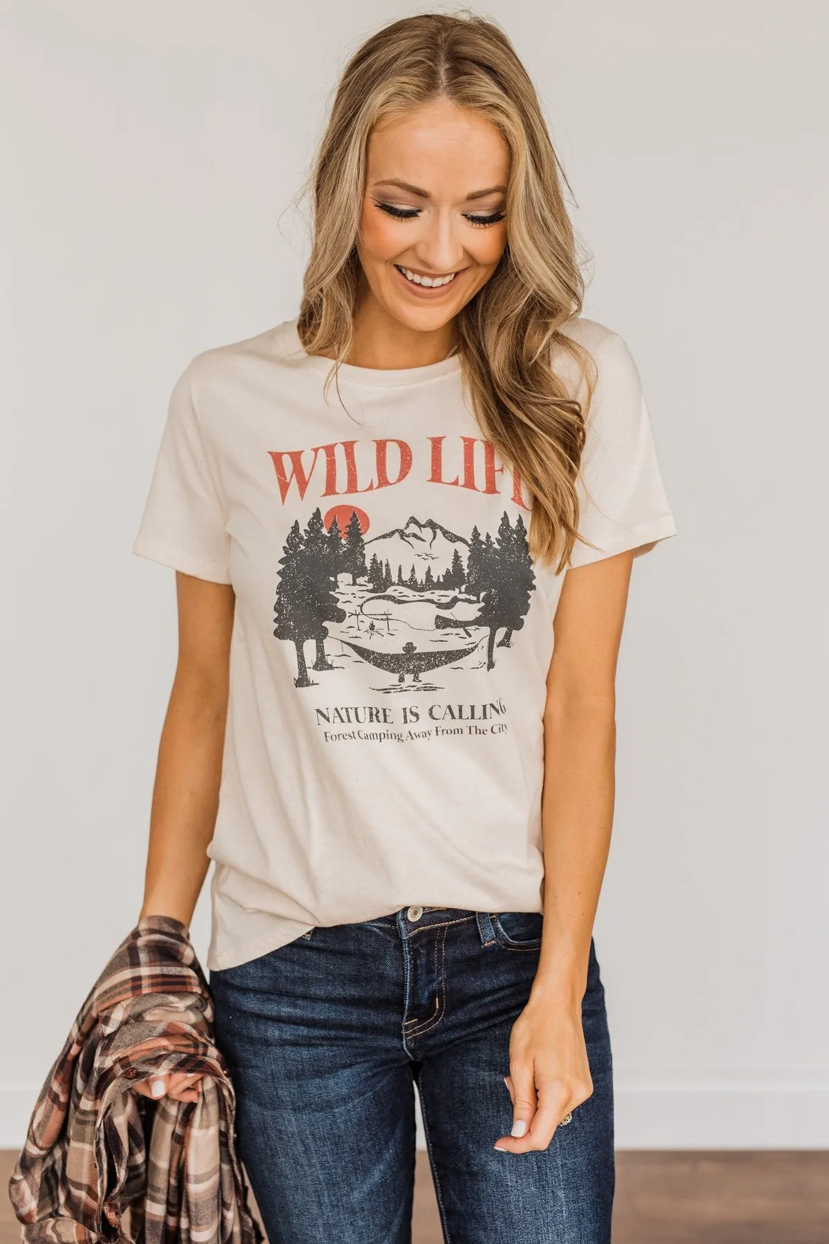 "Wild Life. Nature Is Calling" Graphic Tee- Cream