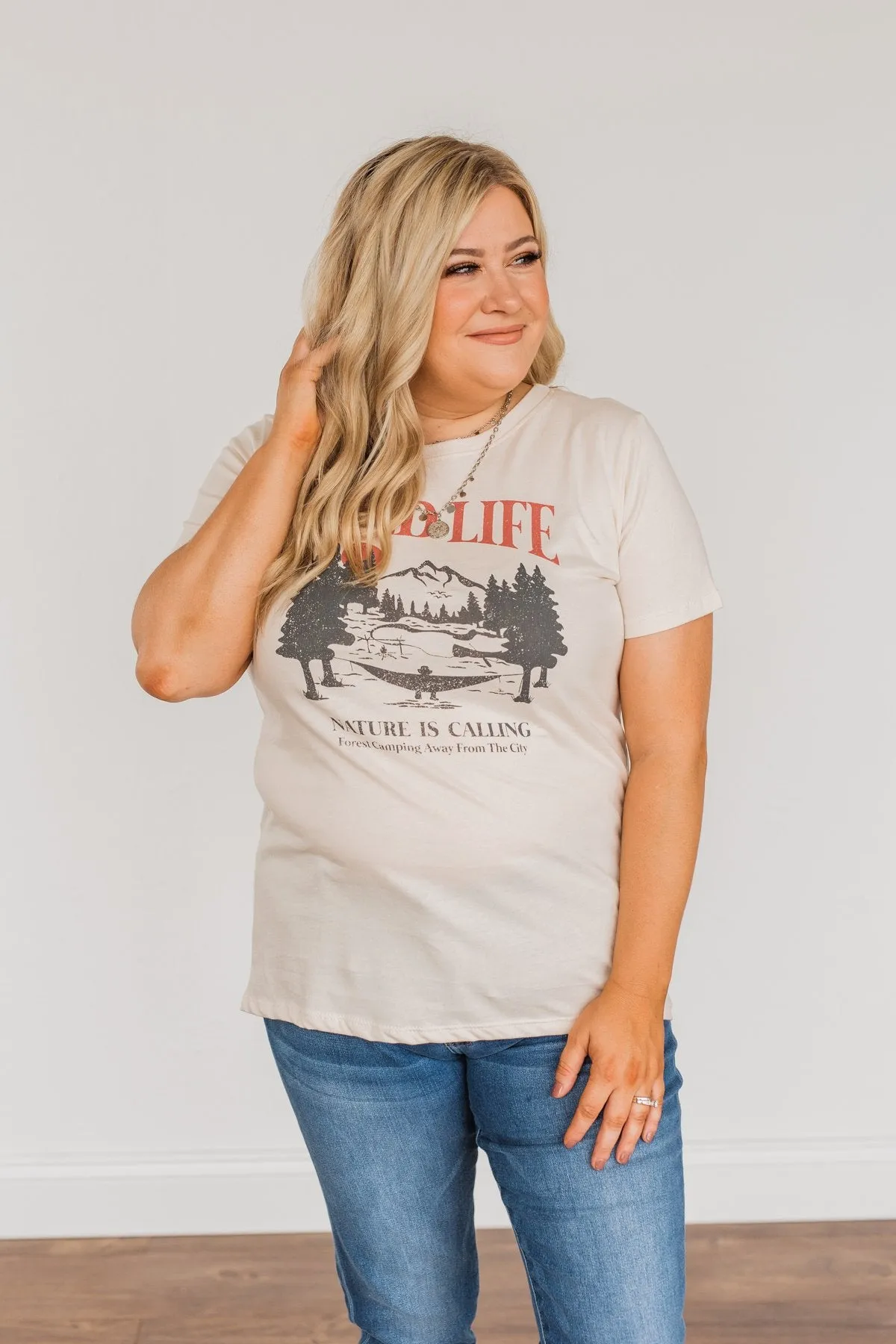 "Wild Life. Nature Is Calling" Graphic Tee- Cream