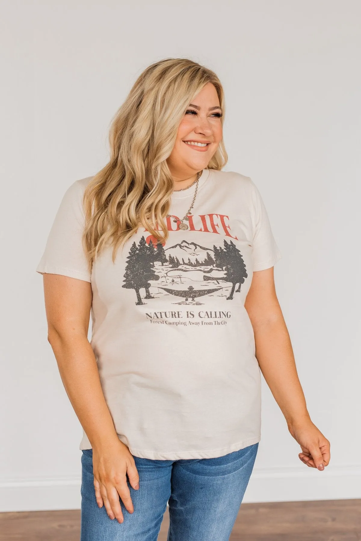 "Wild Life. Nature Is Calling" Graphic Tee- Cream