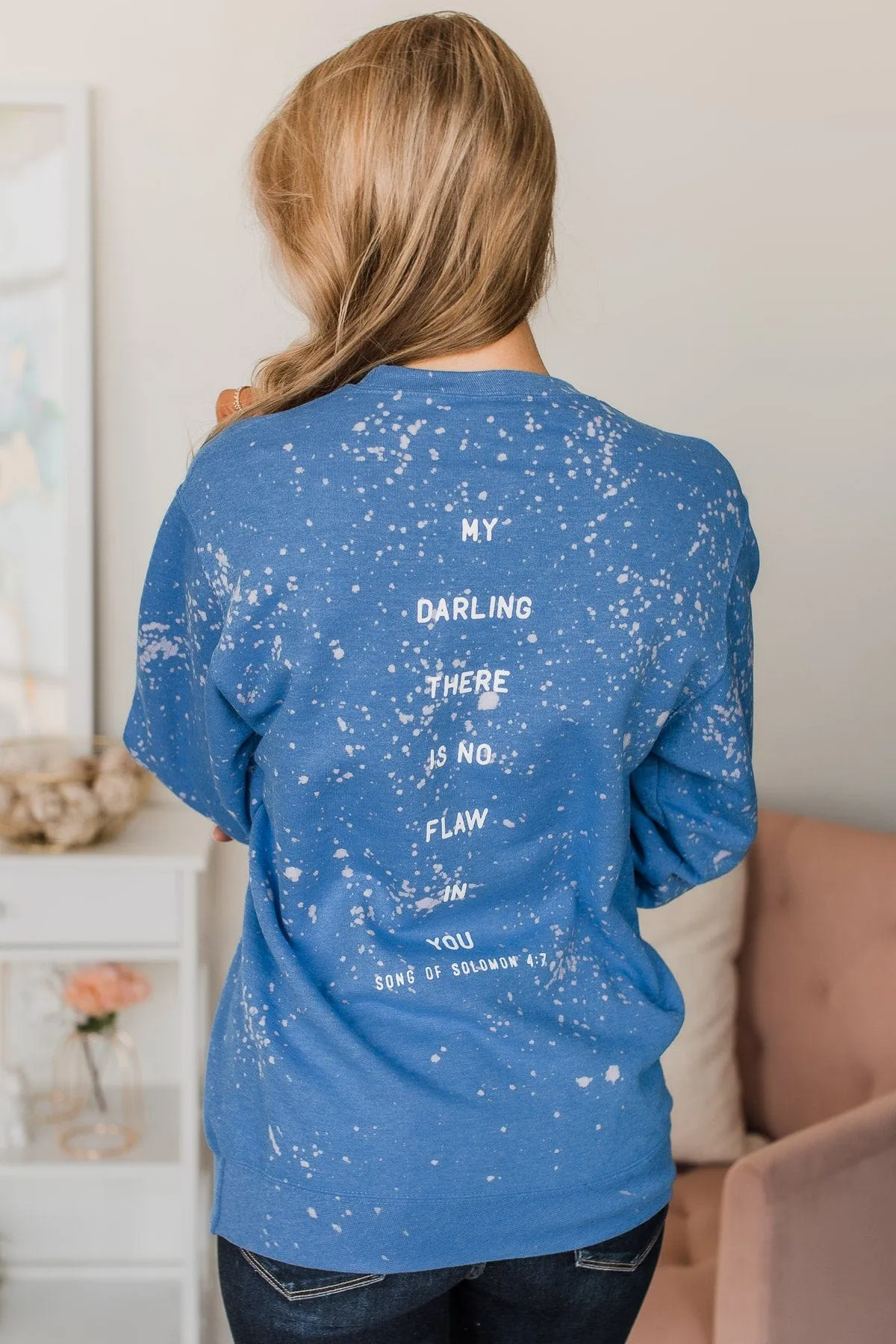 "You Are Beautiful" Bleached Crew Neck- Royal Blue