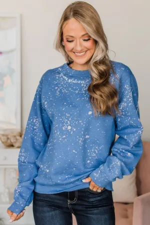 "You Are Beautiful" Bleached Crew Neck- Royal Blue