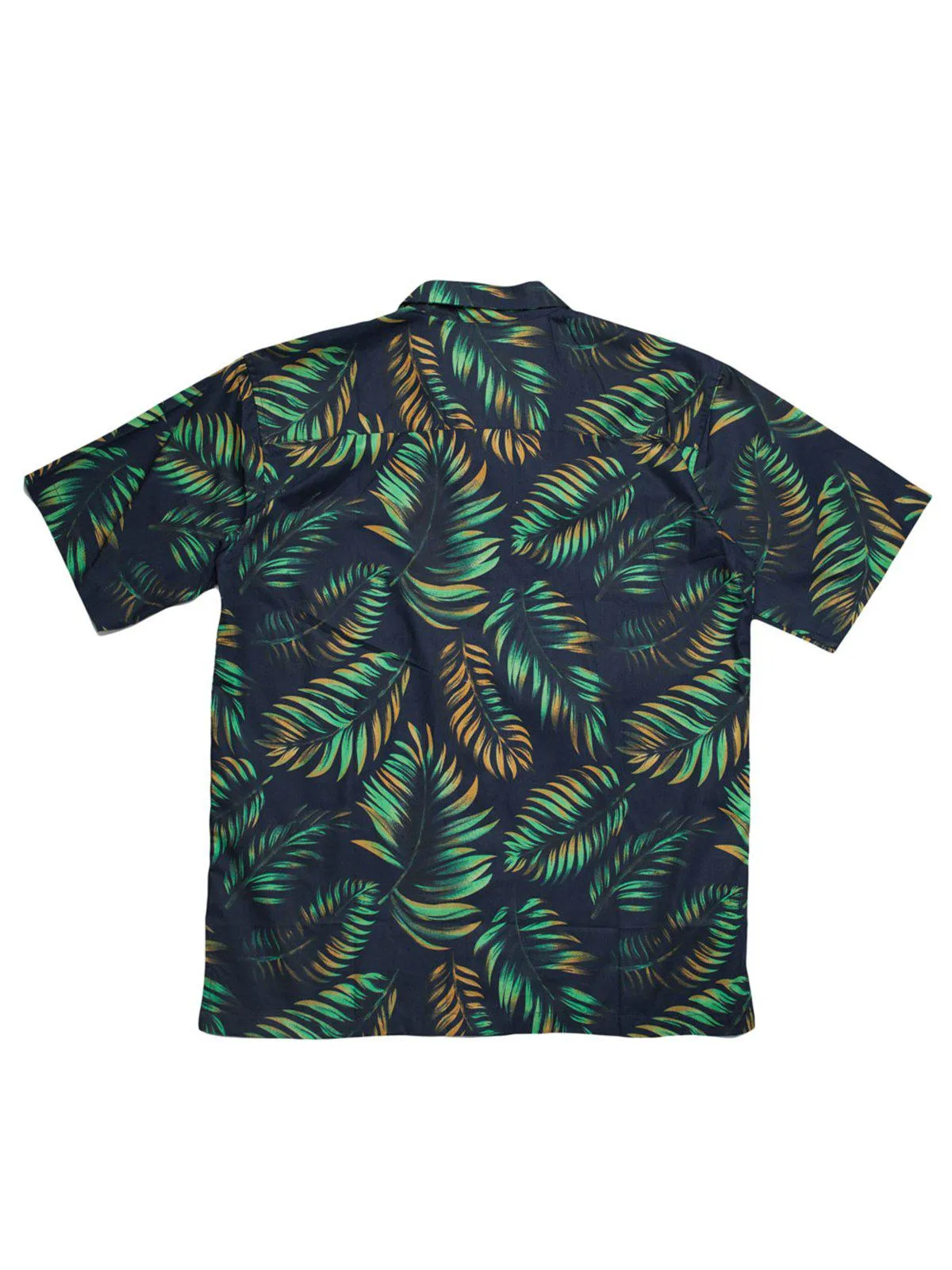 Qutn Hawaiian Shirt SS Navy Tropical Leaves
