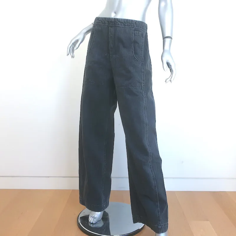 Rachel Comey Tany Pants Black Washed Denim Size 6 High Waist Barrel Jeans NEW