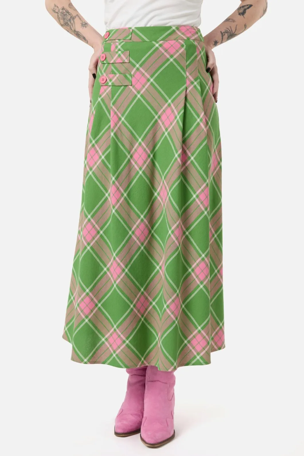 Ranch Tartan Midi Skirt