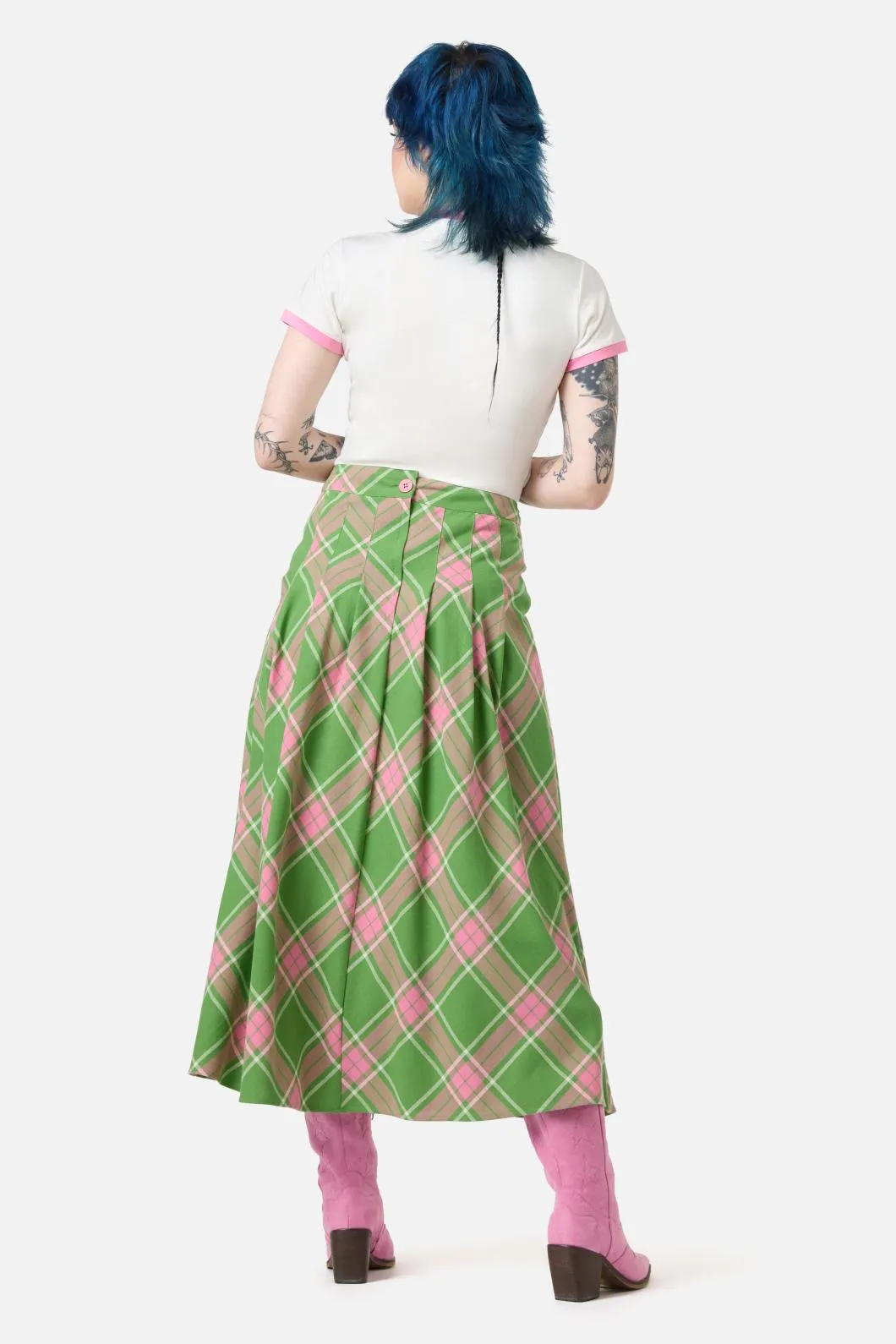 Ranch Tartan Midi Skirt