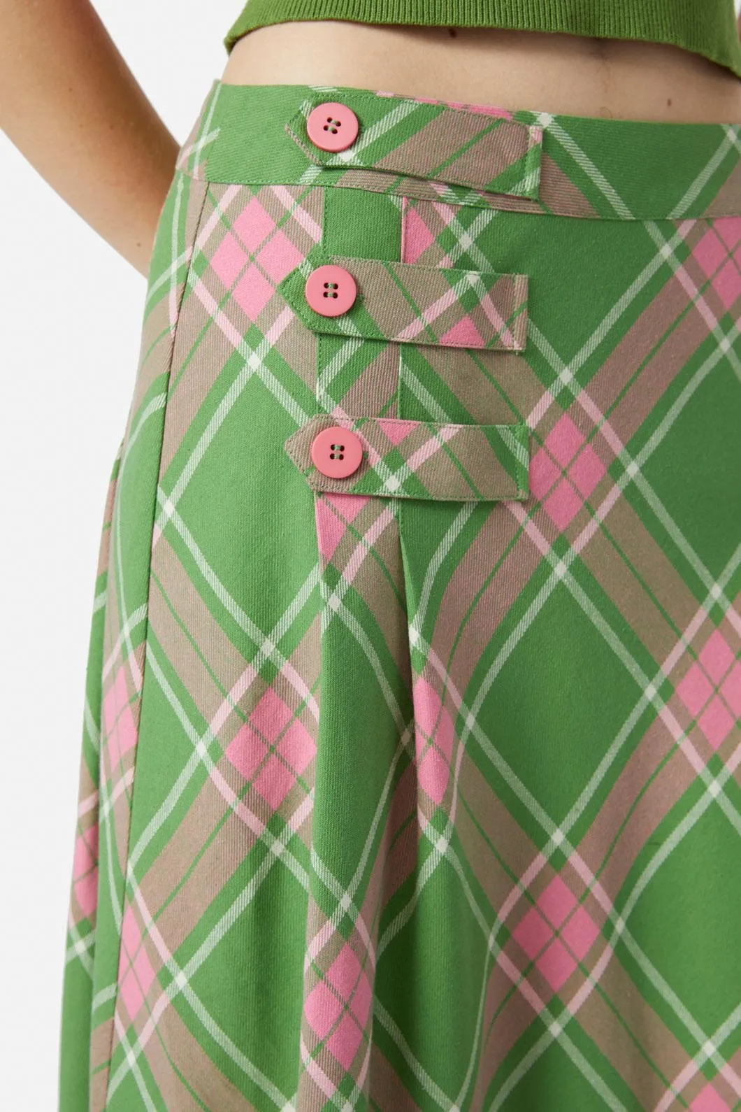 Ranch Tartan Midi Skirt