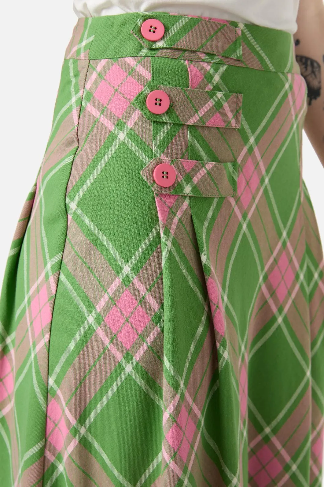 Ranch Tartan Midi Skirt