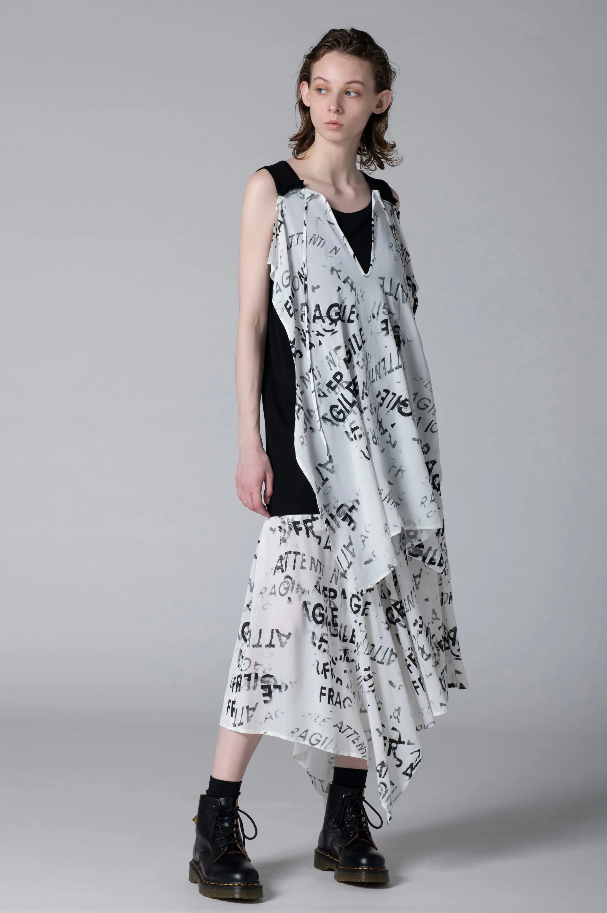 RAYON GEORGETTE ASYMMETRIC SKIRT