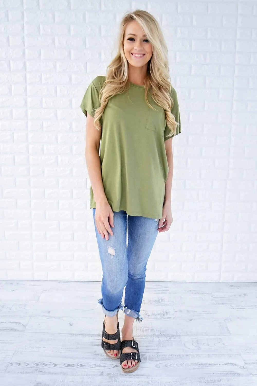 Ready or Not Pocket Top ~ Olive
