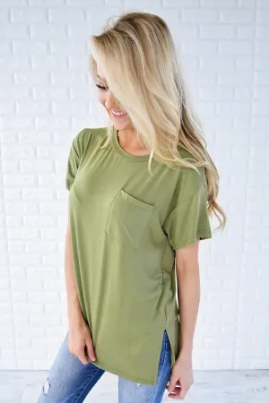 Ready or Not Pocket Top ~ Olive