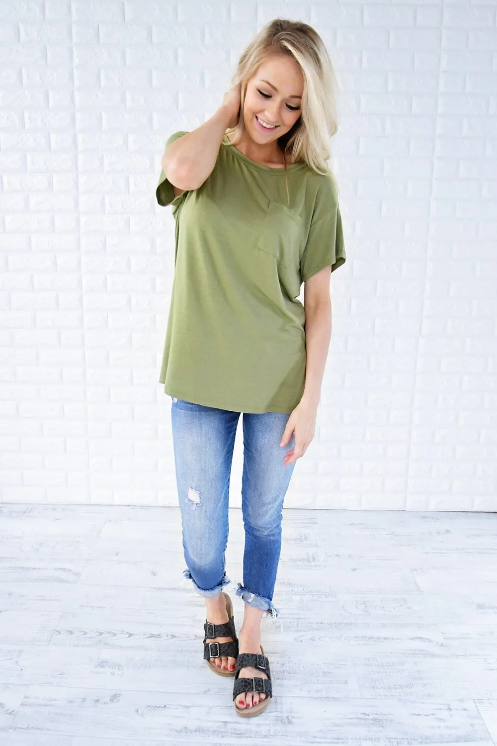 Ready or Not Pocket Top ~ Olive