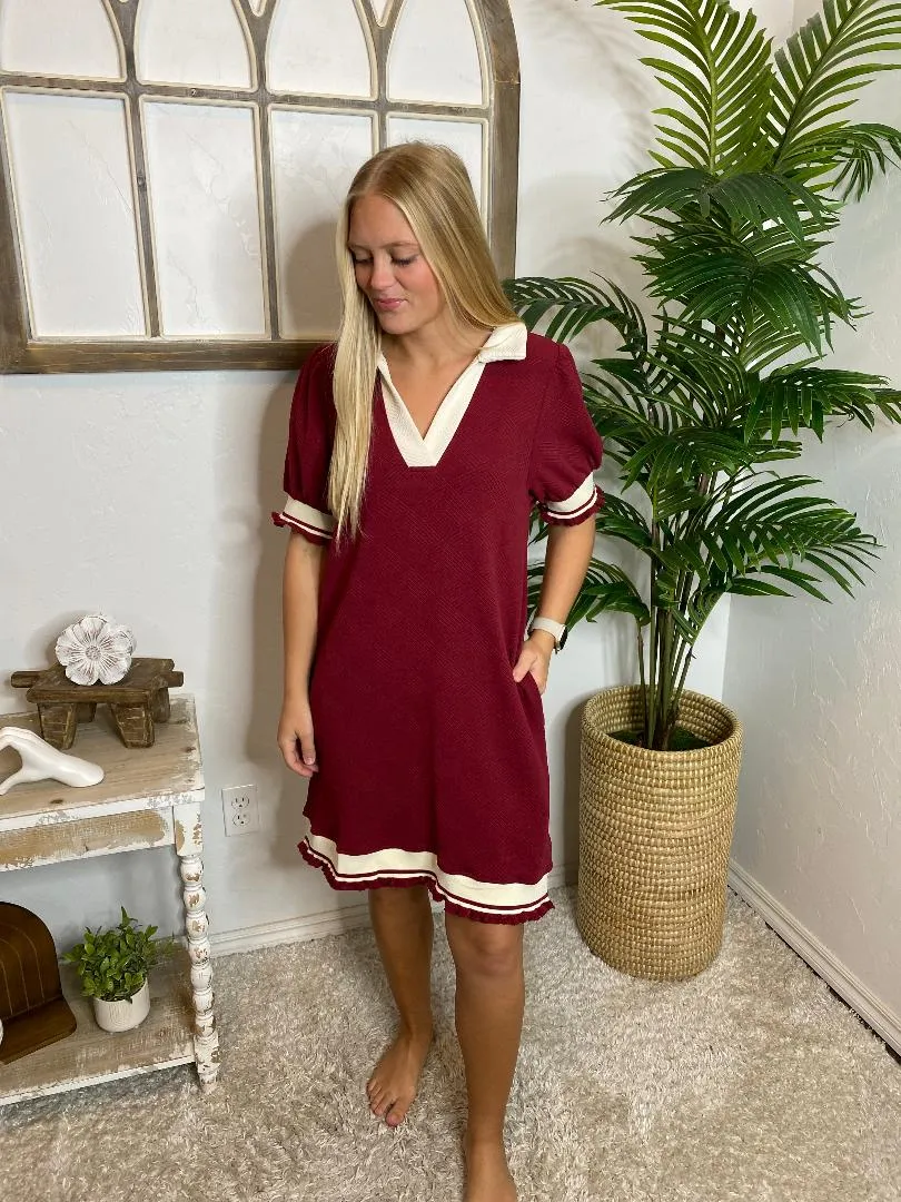 Red and White Varsity Dress
