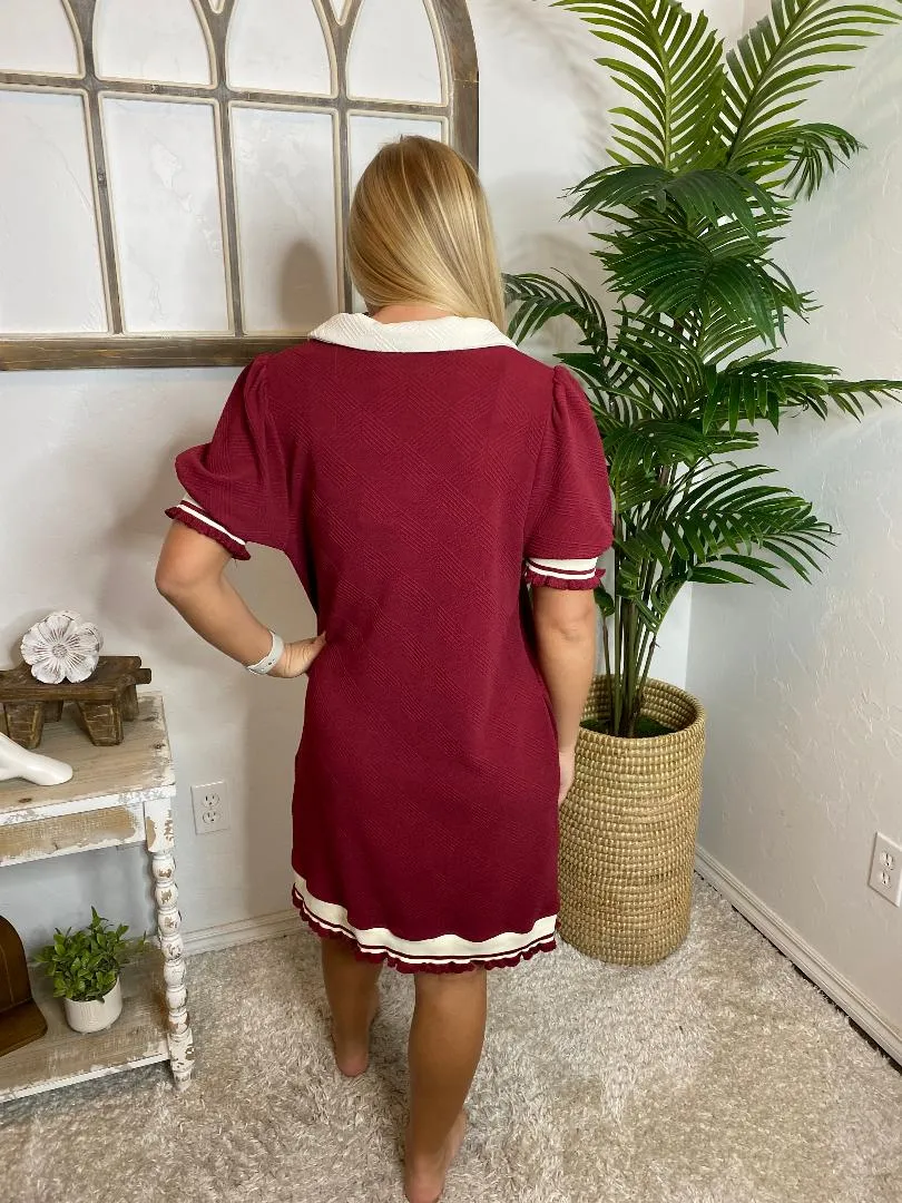 Red and White Varsity Dress