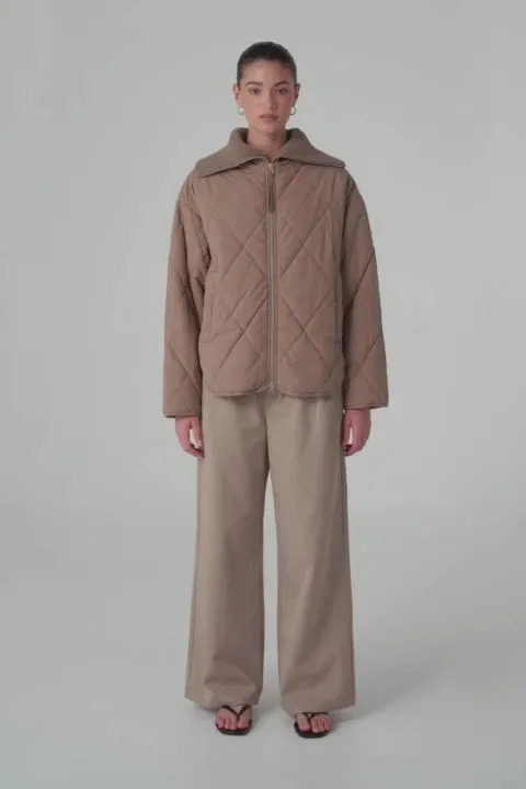 Reece Quilted Jacket - Taupe