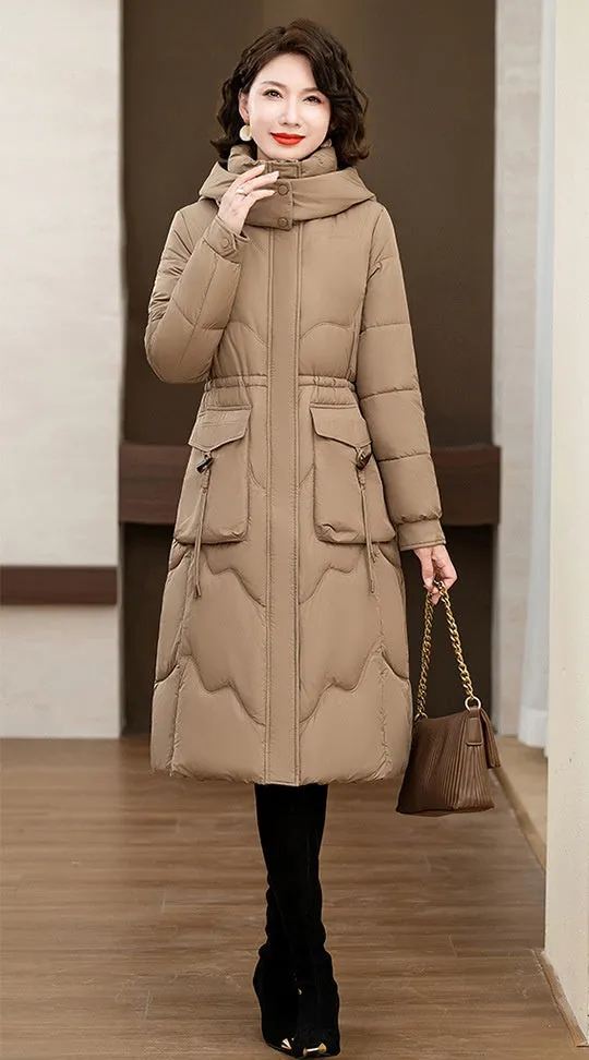 Relaxed-fit Knee-length Puffer Coat Water-resistant and Padded