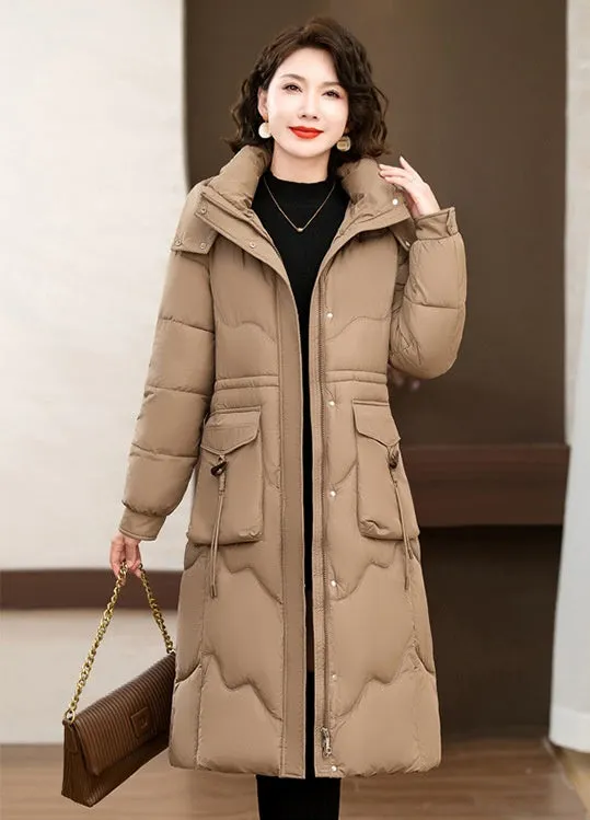 Relaxed-fit Knee-length Puffer Coat Water-resistant and Padded