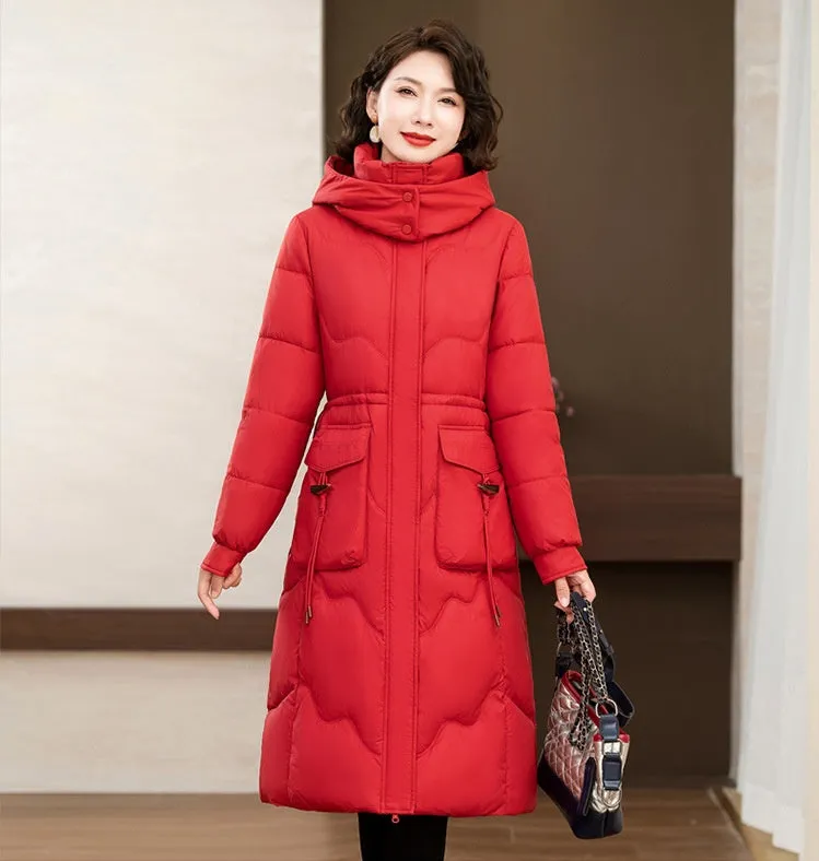 Relaxed-fit Knee-length Puffer Coat Water-resistant and Padded