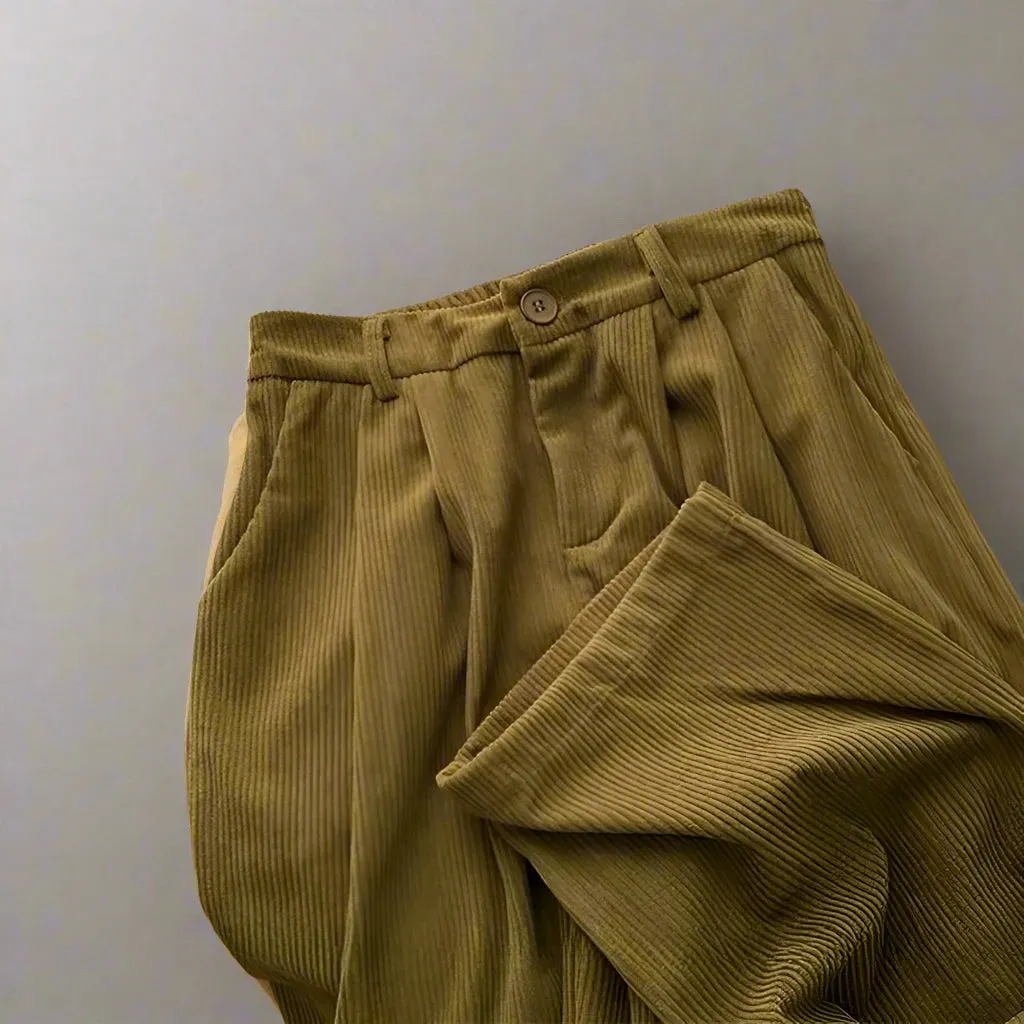 Retro Khaki High Waisted Corduroy Pants | Dreamofthe90s