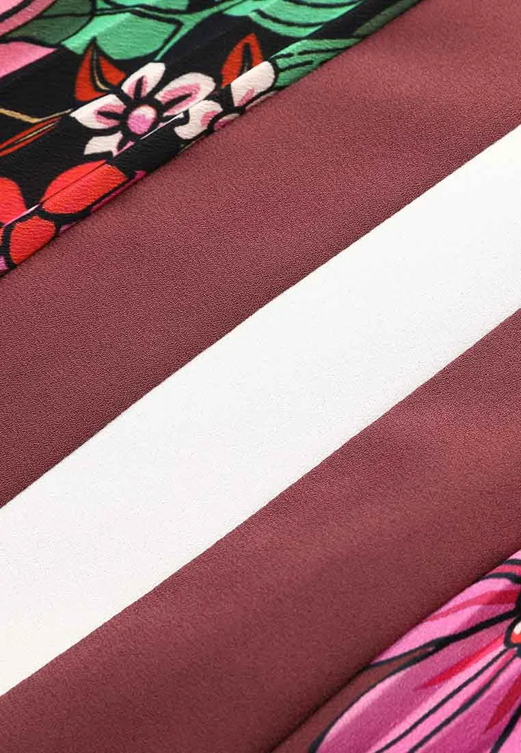Retro Vivid Print Pleated Skirt