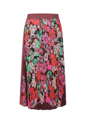 Retro Vivid Print Pleated Skirt