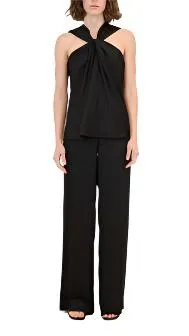 Ria Stretch Jersey Halter Top in Black
