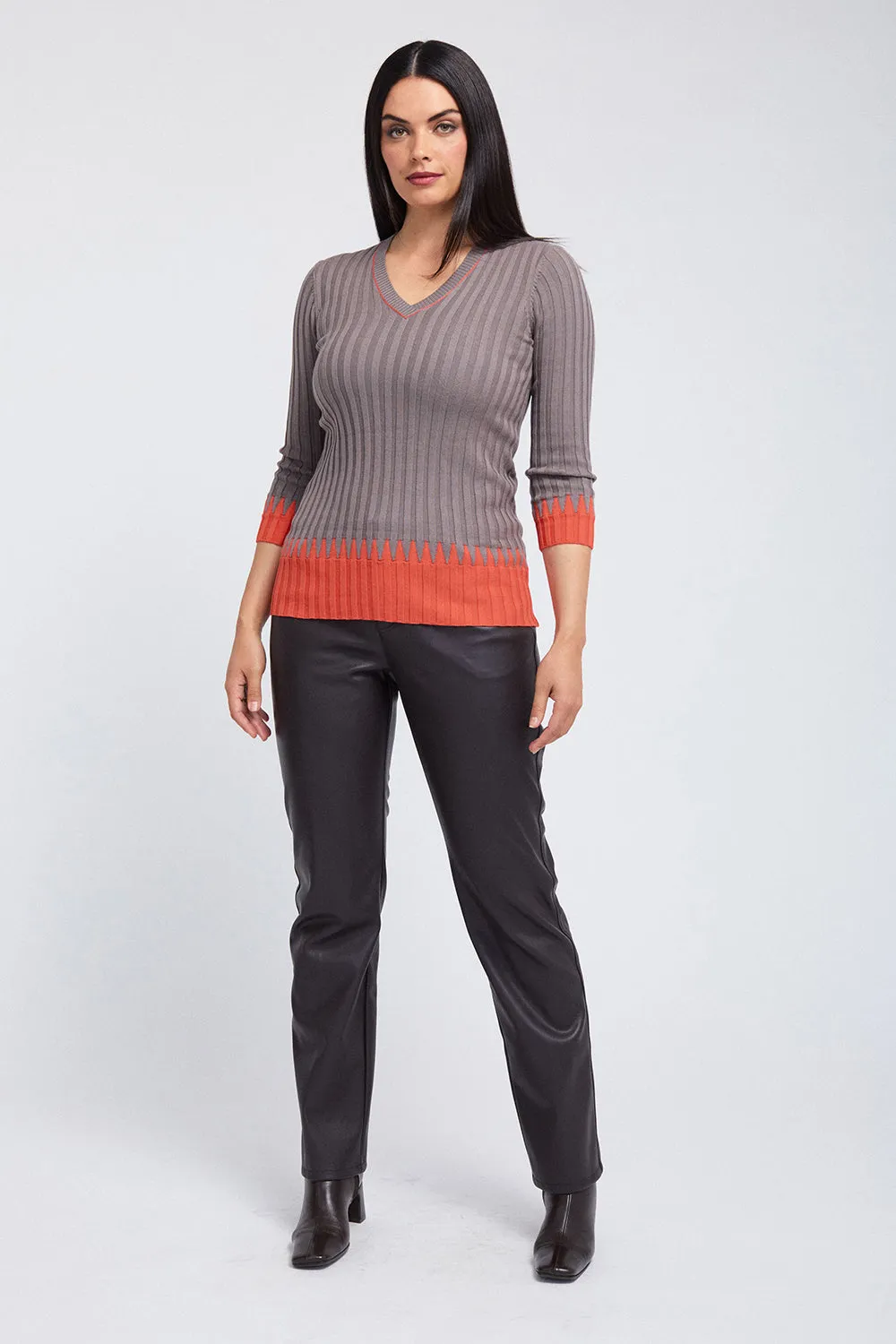 Rib V Neck Pullover: FINAL SALE