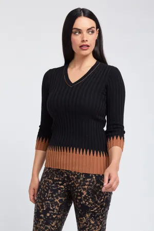 Rib V Neck Pullover: FINAL SALE