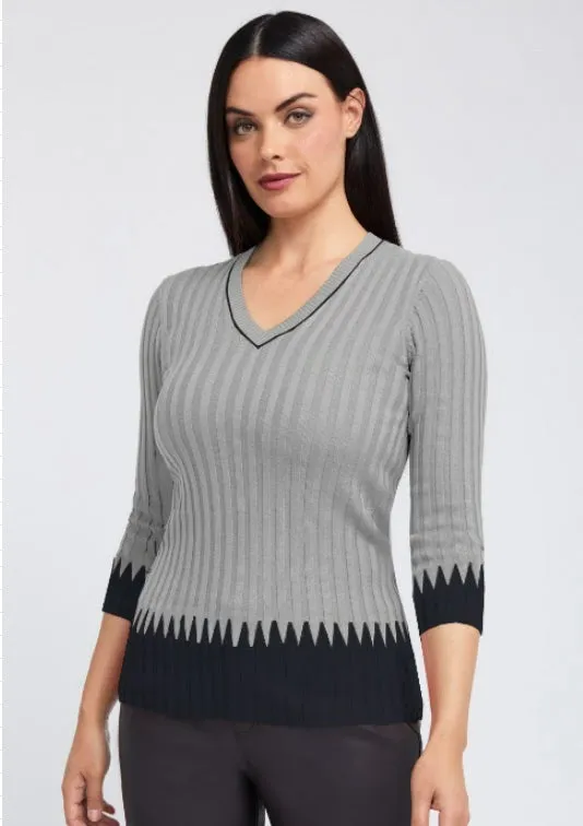 Rib V Neck Pullover: FINAL SALE