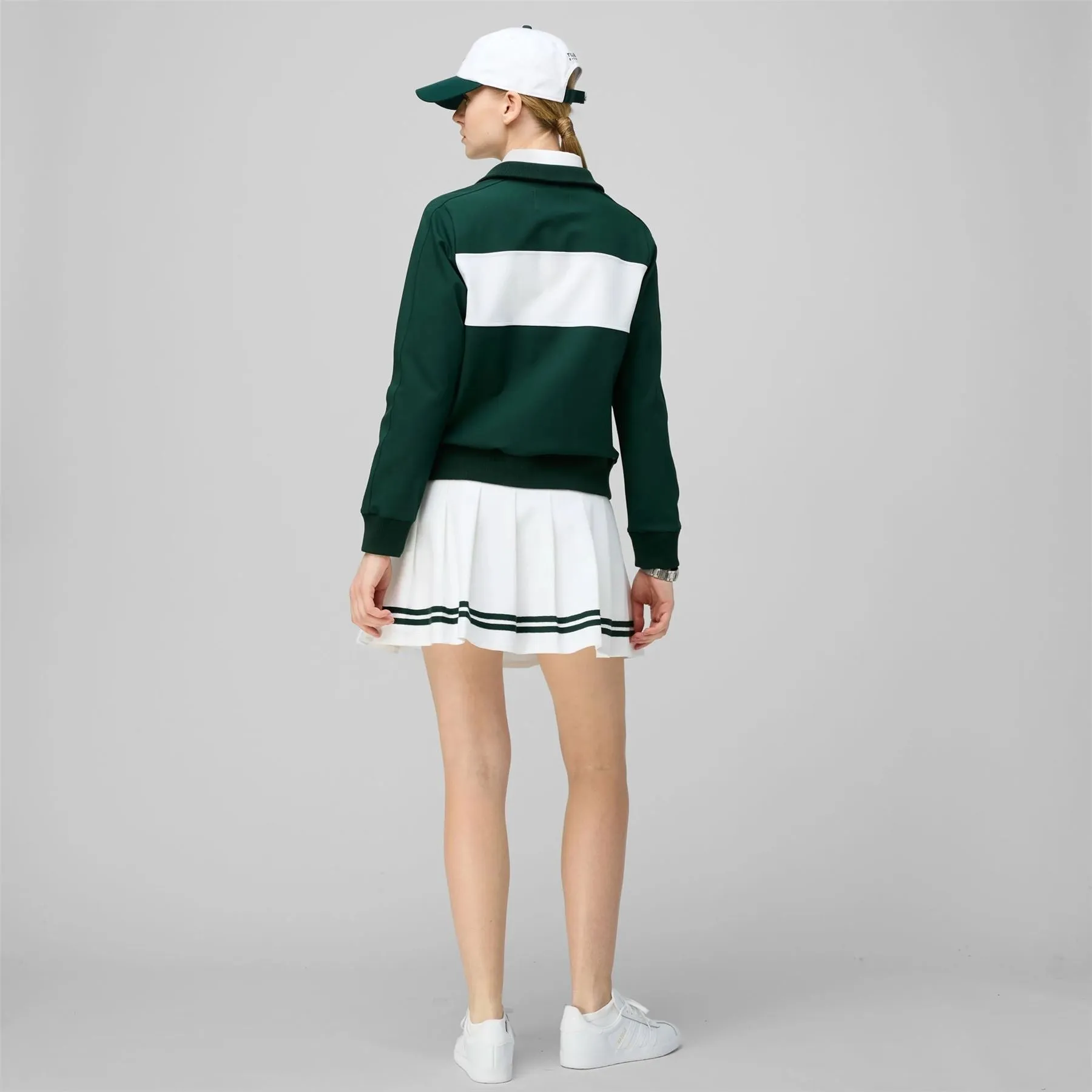 Ribbon Pleated Skirt White/Pine Green
