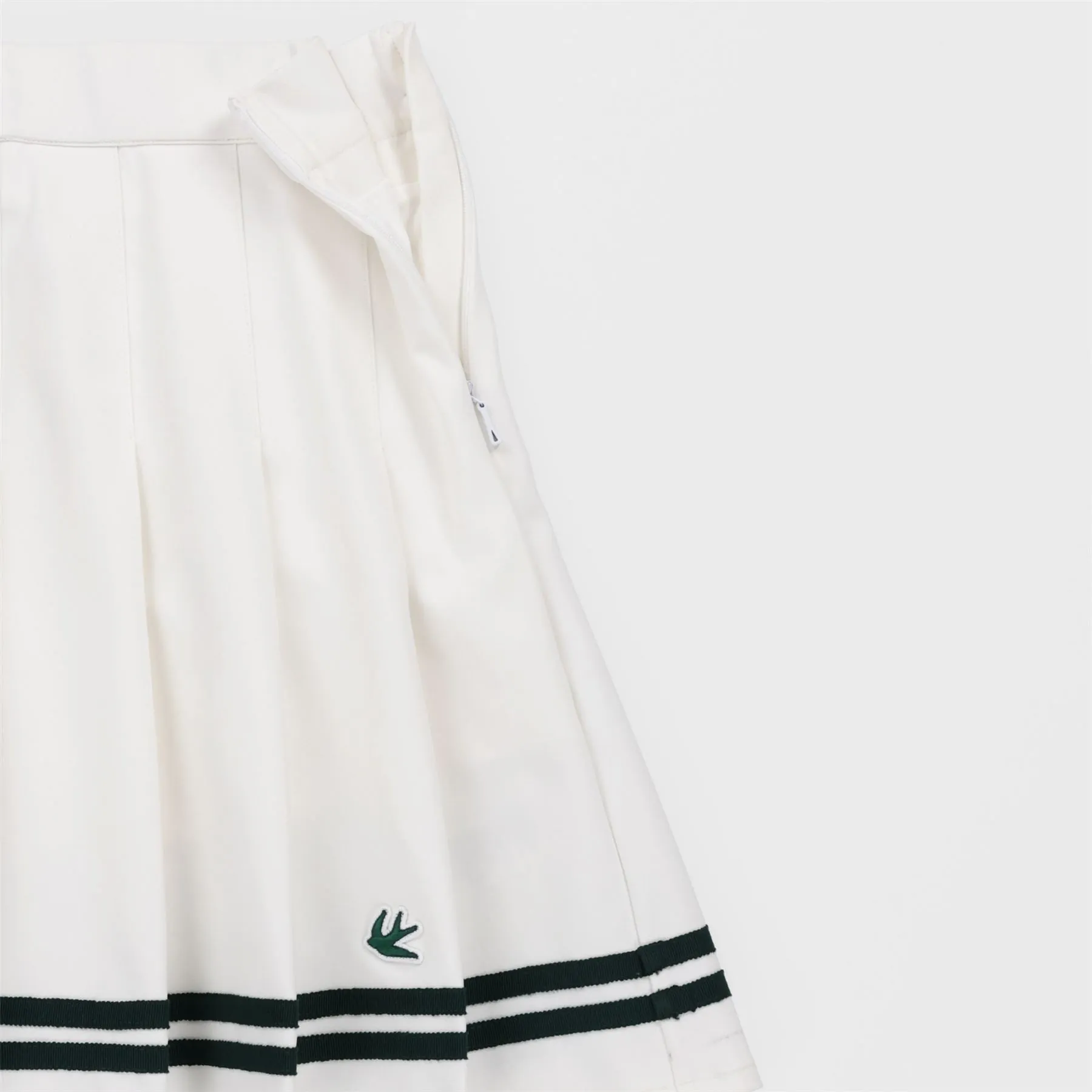 Ribbon Pleated Skirt White/Pine Green