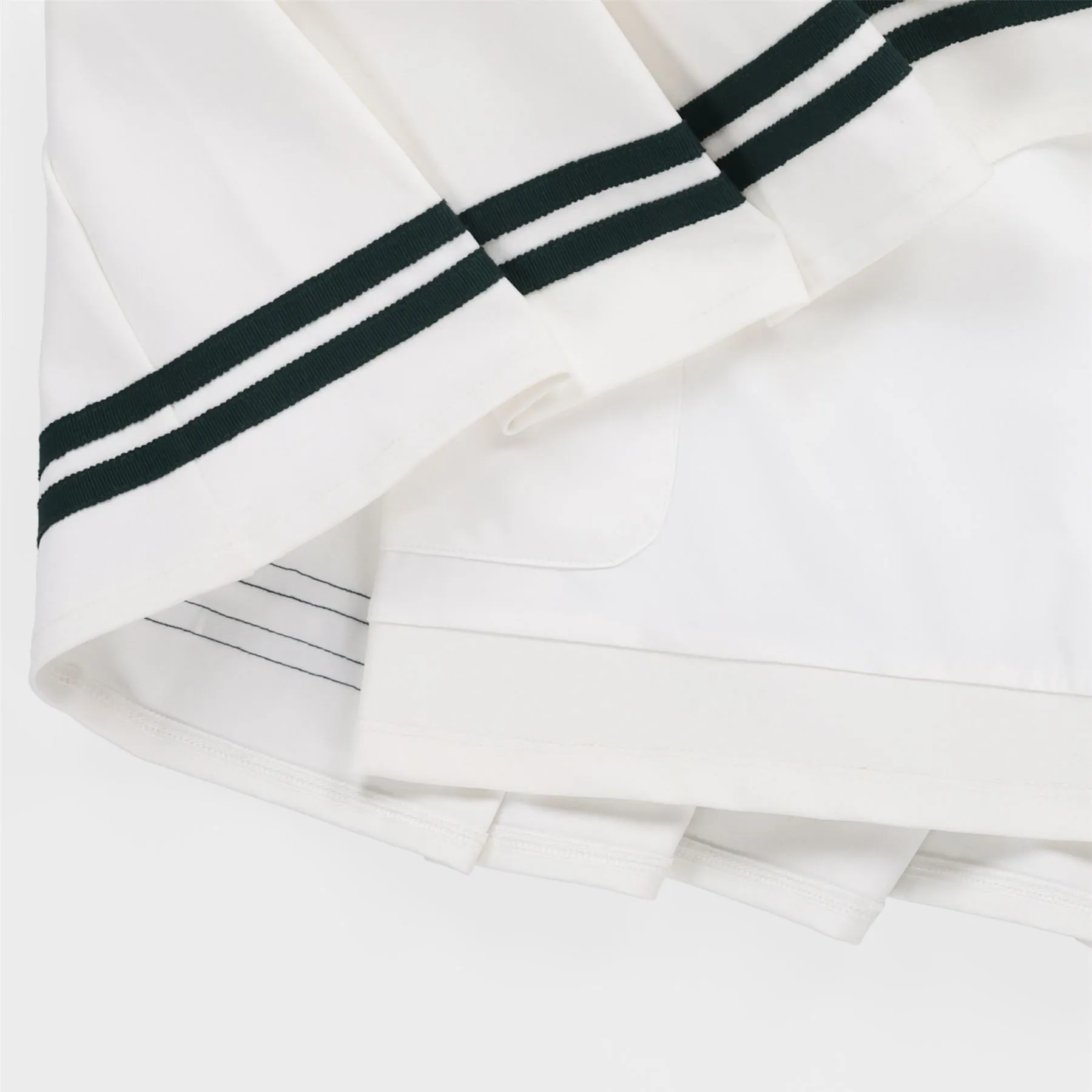 Ribbon Pleated Skirt White/Pine Green