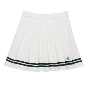 Ribbon Pleated Skirt White/Pine Green