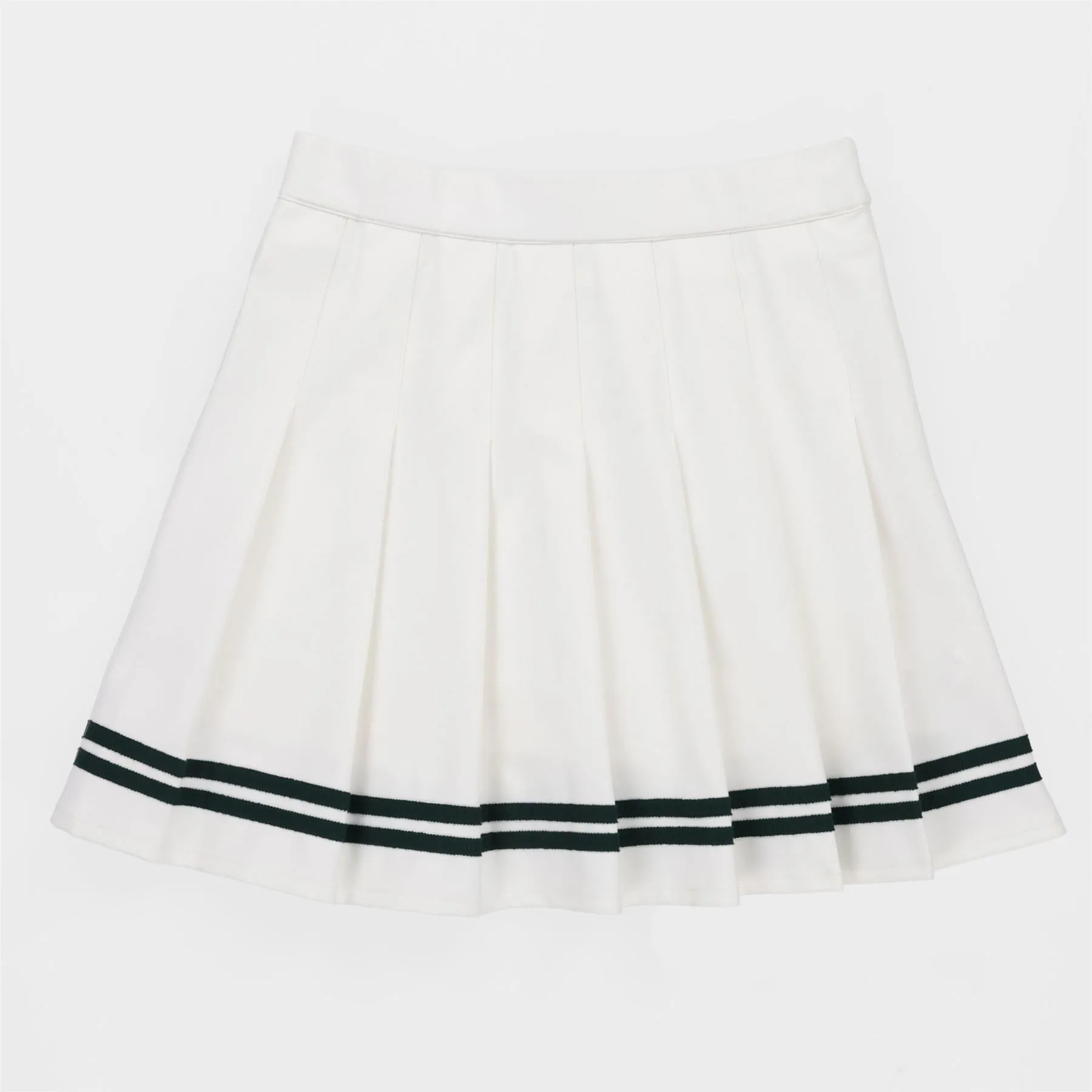 Ribbon Pleated Skirt White/Pine Green